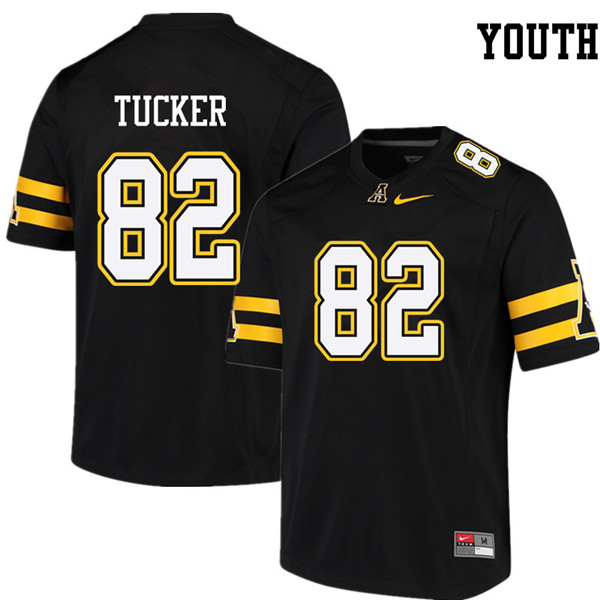 Youth #82 Richard Tucker Appalachian State Mountaineers College Football Jerseys Sale-Black - Click Image to Close